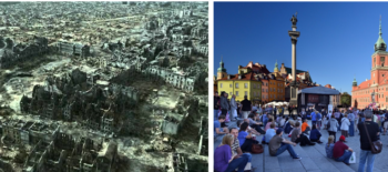 Ruinen von Warschau 1945 und Warschau heute