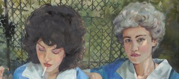 Paulina Ołowska, Anna & Tris on Outskirts of Kiev (After Yelena Yemchuk), 2025, oil on canvas, 160 x 100 cm, photo Marek Gardulski